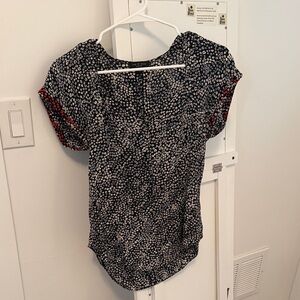 Rag & Bone Black and White Blouse with Red Details